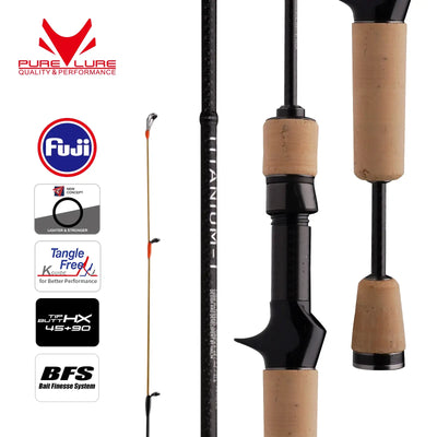 Purelure Titanium-T XUL BFS Lure Rod – TC4 Titanium Tip | Fuji Guides | 5'3" to 7'2" | Trout Bass