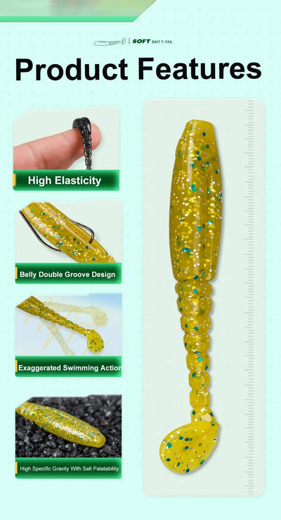 HISTAR T-Tail Soft Plastic Fishing Lure | 52–110mm