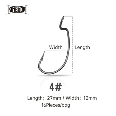 Crank fishing hook size 4#, length 27mm, width 12mm; 16 pieces per bag