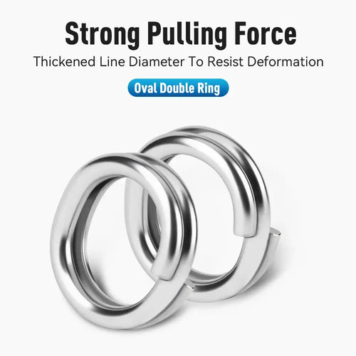 Silver oval double split rings, shiny 304 stainless steel set