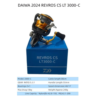 Daiwa Revros CS LT Spinning Reel (2024) – LT Platform | Size 1000 to 6000 | Freshwater Inshore