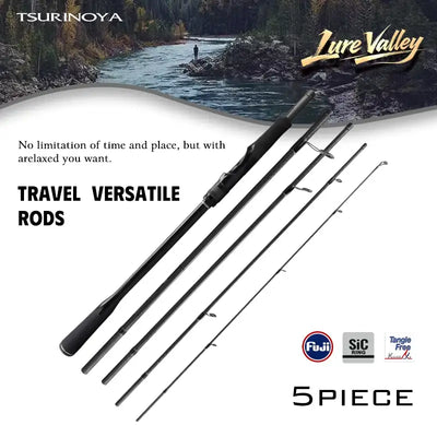 5-piece travel lure rod set, black carbon rod with multiple line guides
