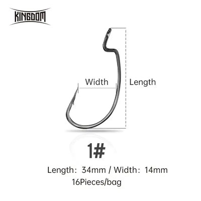 Crank fishing hook size 1#, length 34mm, width 14mm; 16 pieces per bag