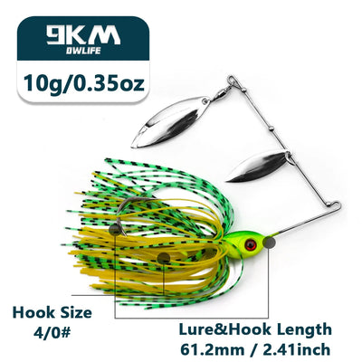 9KM DWLIFE Spinnerbait – Double Willow Blade | Ball Bearing | 10g & 14g | Bass Barramundi Golden Perch