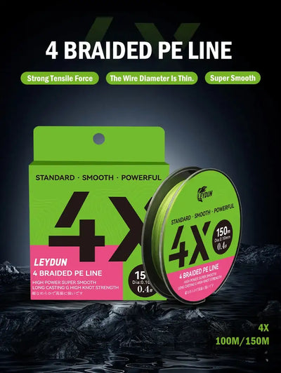 LEYDUN Thinner Fishing Lines 4 Strands Braided Multifilament PE 100m 150m Smooth Anti-Bite Woven Thread Accessories Fishing Wire -  - Cast N Go