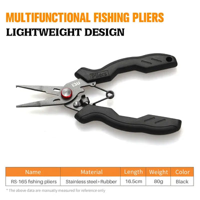 Multifunction split ring pliers with black grips and stainless steel jaws