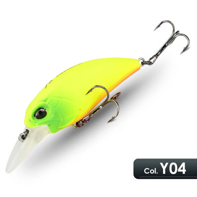 Crankbait lure with solid neon yellow-green body, translucent belly, and treble hooks.
