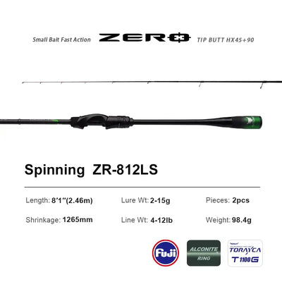 Purelure Zero Ultralight Lure Rod – Toray T1100G | Fuji Alconite | Spinning & Baitcast | UL & L