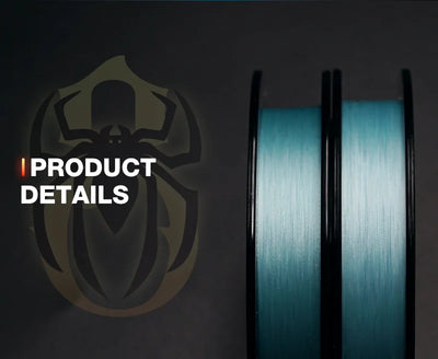 Two close-up blue-green fishing line strands
