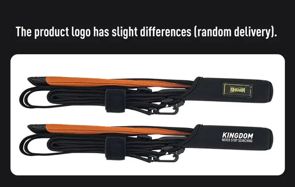 Pair of black fishing rod protection sleeves with orange edge stripes and carry straps