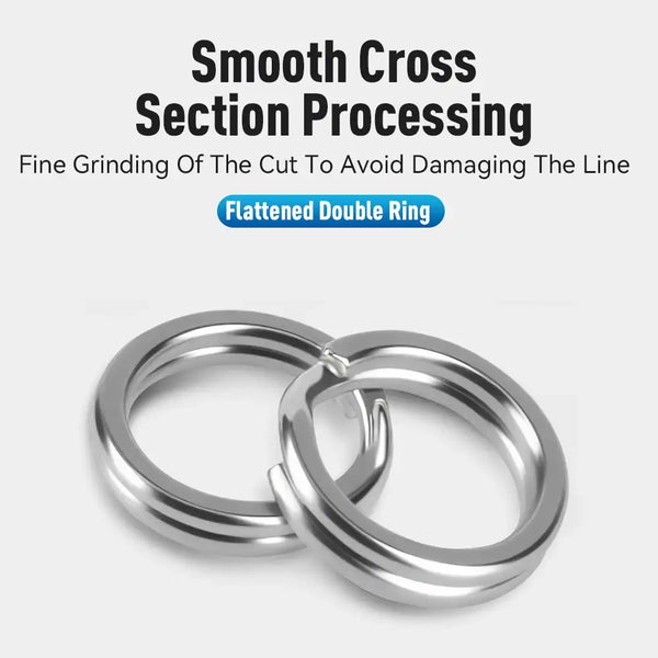 Flattened oval double stainless steel split rings with smooth edges