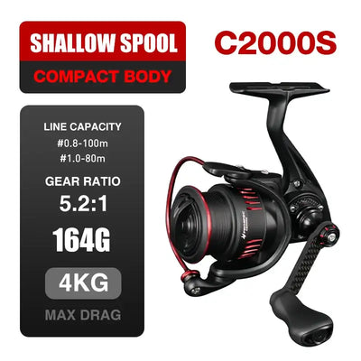 Seasir P-Series Prospec Carbon Fiber Spining Reel 9Kg Max Drag 8+1BB 5.2:1/6.2:1 Freshwater Saltwater Fishing Reel -  - Cast N Go