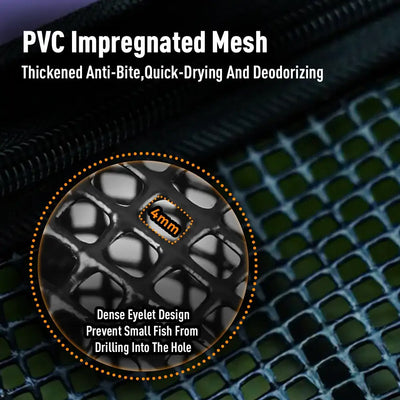 PVC impregnated mesh fish keep net with dense eyelet design to prevent fish escape