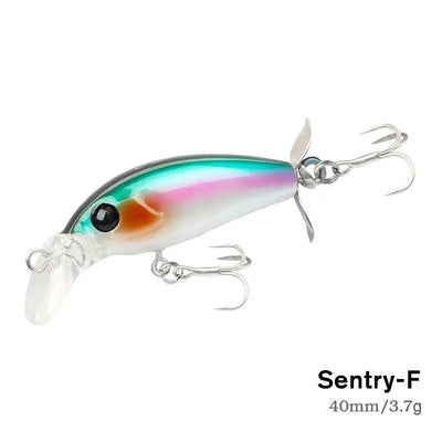 Sinking minnow fishing lure, 40mm 3.7g, metallic rainbow body with silver hooks