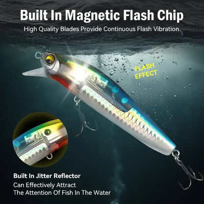 LEYDUN Sinking Sea Bass Fishing Lures Baits 95mm 21g Minnow Lures with Flash Blade Hard lure Good Action Wobblers Tackle Pike -  - Cast N Go