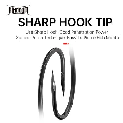 Sharp fishing hook tip, close-up of glossy black nickel crank hook