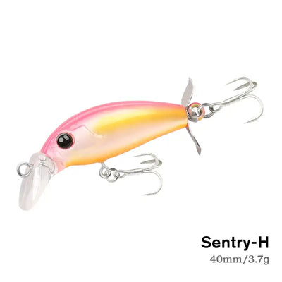 Sinking minnow fishing lure, 40mm 3.7g, pink-to-orange gradient body with silver hooks