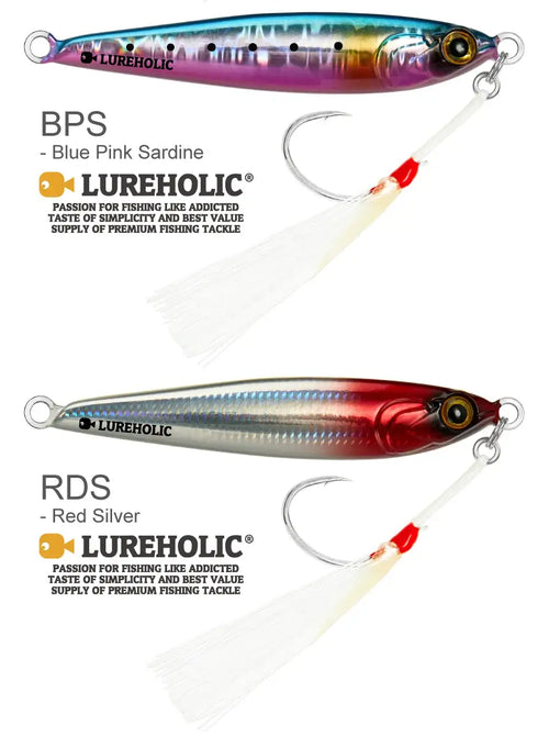 Lureholic 30g ~ 120g Tungsten Jig Slow Falling Hard Bait Fast Sinking Long Casting Metal Jig for Lure Fishig with Hooks -  - Cast N Go
