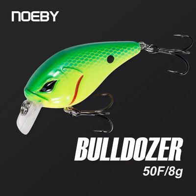 Green-yellow squarebill crankbait with white lip and two treble hooks