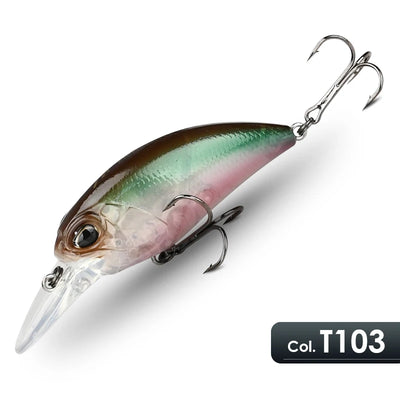 MEREDITH JERK floating crankbait, translucent brown-green with pink belly, 2 treble hooks