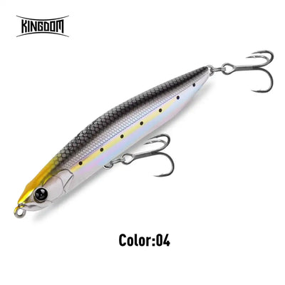 Fishing lure with gray scale-textured back, yellow belly, and two treble hooks