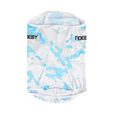 NOEBY fishing face and neck gaiter, blue-and-white camo print, tubular hood shape
