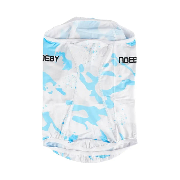 NOEBY fishing face and neck gaiter, blue-and-white camo print, tubular hood shape