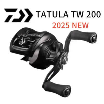 Black Daiwa Tatula TW 200 baitcasting fishing reel with right-side handle