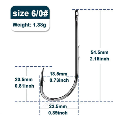 Long shank sea bait holder hook, barbed beak point, size 6/0, dark steel.