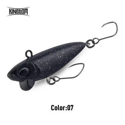 Dark blue micro sinking pencil lure with speckled body and two treble hooks