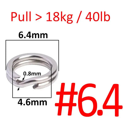 Stainless steel double oval split ring connector, size #6.4