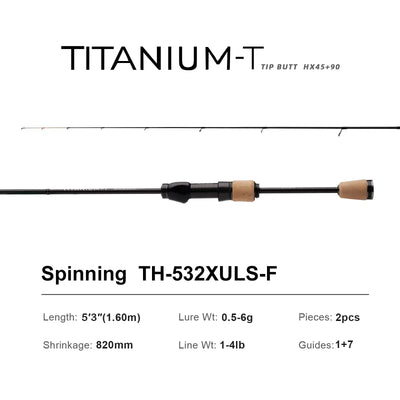 Purelure Titanium-T XUL BFS Lure Rod – TC4 Titanium Tip | Fuji Guides | 5'3" to 7'2" | Trout Bass