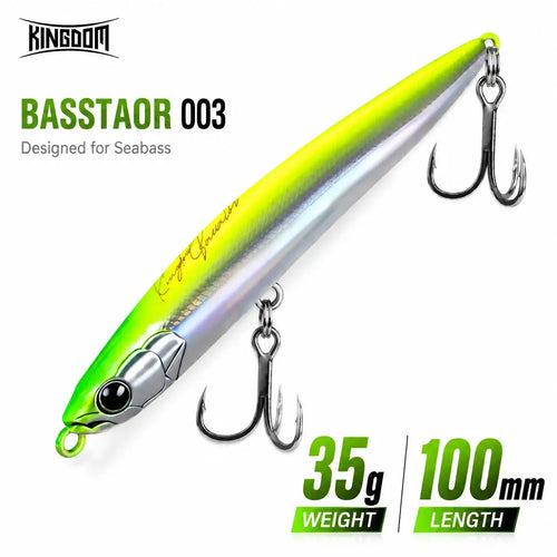 Neon green and silver hard bait lure with 2 treble hooks, 100mm length