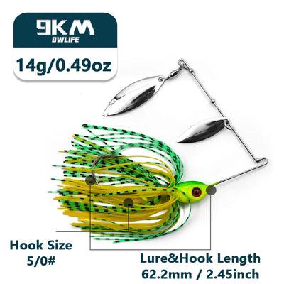 9KM DWLIFE Spinnerbait – Double Willow Blade | Ball Bearing | 10g & 14g | Bass Barramundi Golden Perch