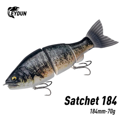 Shad-colored jointed fishing swimbait with three treble hooks