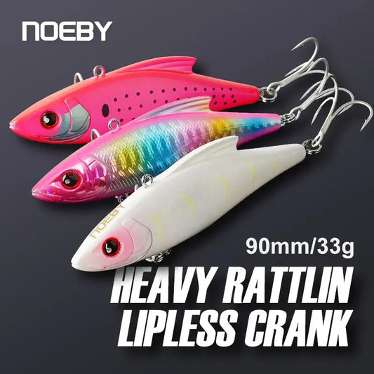 Noeby lipless crankbait lure set, pink and white, with treble hooks; 90mm/33g