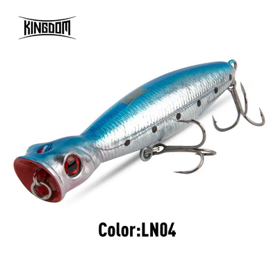 Floating hard wobbler lure, blue top and silver sides with red eye, treble hooks