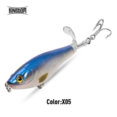 Floating hard fishing lure, Color X05, blue and silver body with 3D eye and hooks