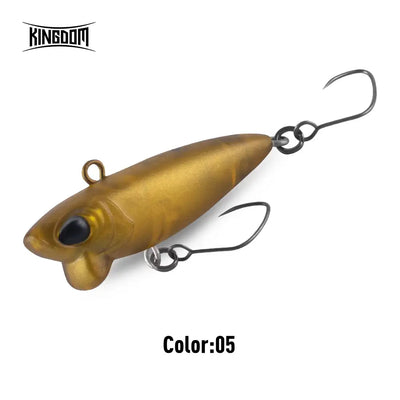 Gold micro sinking pencil lure with two treble hooks and front eye