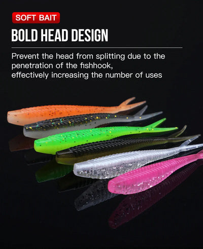 SEASIR 7cm Soft Bait Lure Set – Thread Body | Separate Vibrating Tail | Reflective Sequins | Double Groove Rig | 8 Colours