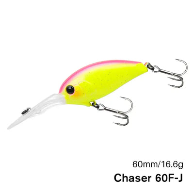 TSURINOYA crankbait fishing lure, chartreuse and pink with treble hooks