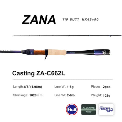 Purelure Zana Premium Lure Rod – Fuji Alconite & SiC | Spinning & Casting | L to H | 6'5" to 7'0"