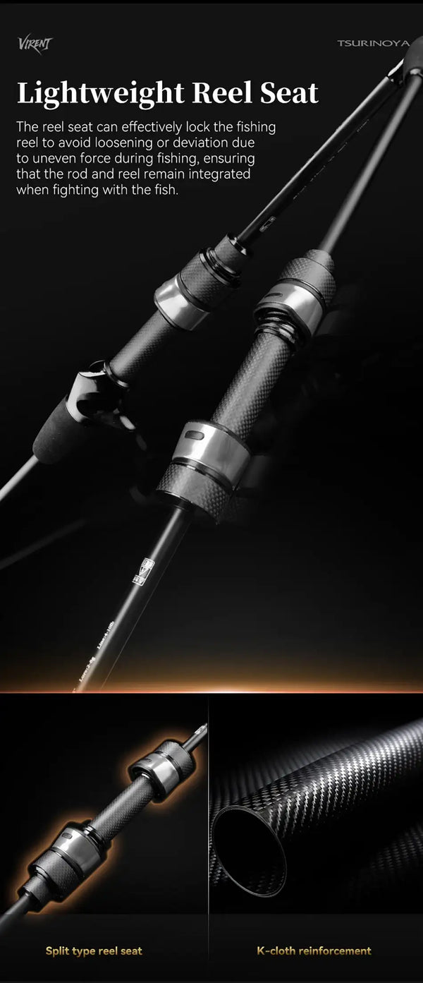Light spinning rod with reel seat and guide rings, dark rod finish