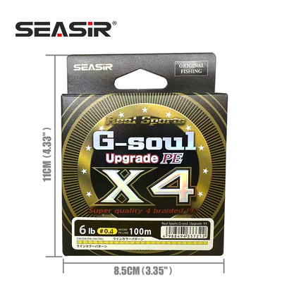 SEASIR G-soul Upgrade PE braided fishing line, 100m, 6 lb, x4.