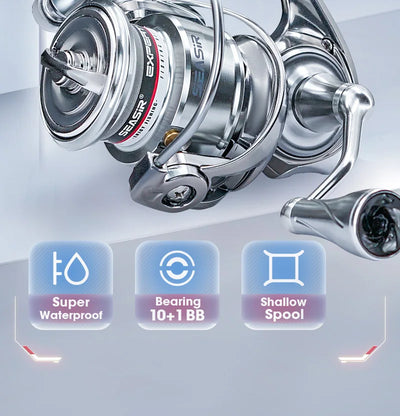 SEASIR Expert Spinning Reel – Ultra-Long Cast Shallow Spool | IPX6 | One-Piece Metal Handle | 10+1BB | 1500S–4000S