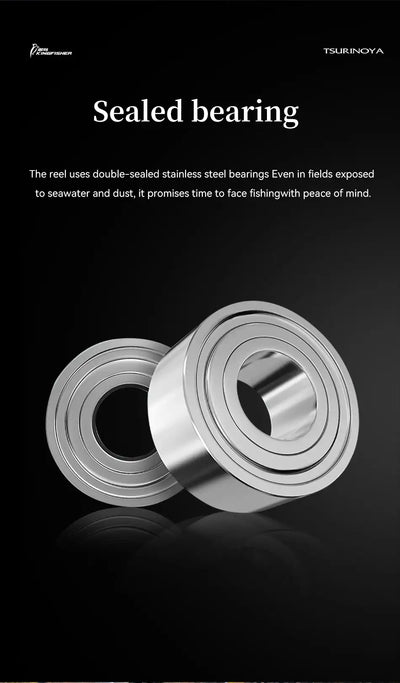 Sealed bearing spinning reel spool and bearing, silver and black