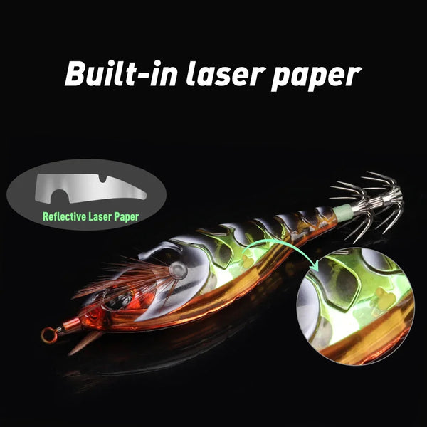 Reflective laser paper artificial squid jig lure with multiple tentacle hooks