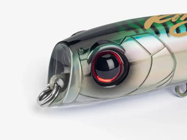 Stainless steel double split ring attached to a fishing lure connector