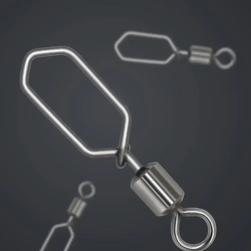 Rolling swivel snap connector with ring attachment and U-shaped wire link, dark silver