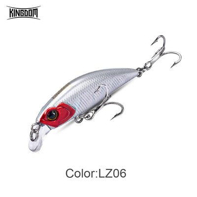 Silver red sinking minnow fishing lure with black back, double treble hooks